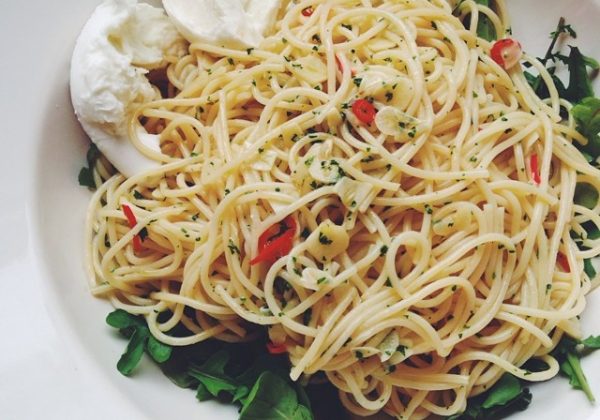 recept spaghetti met knoflook